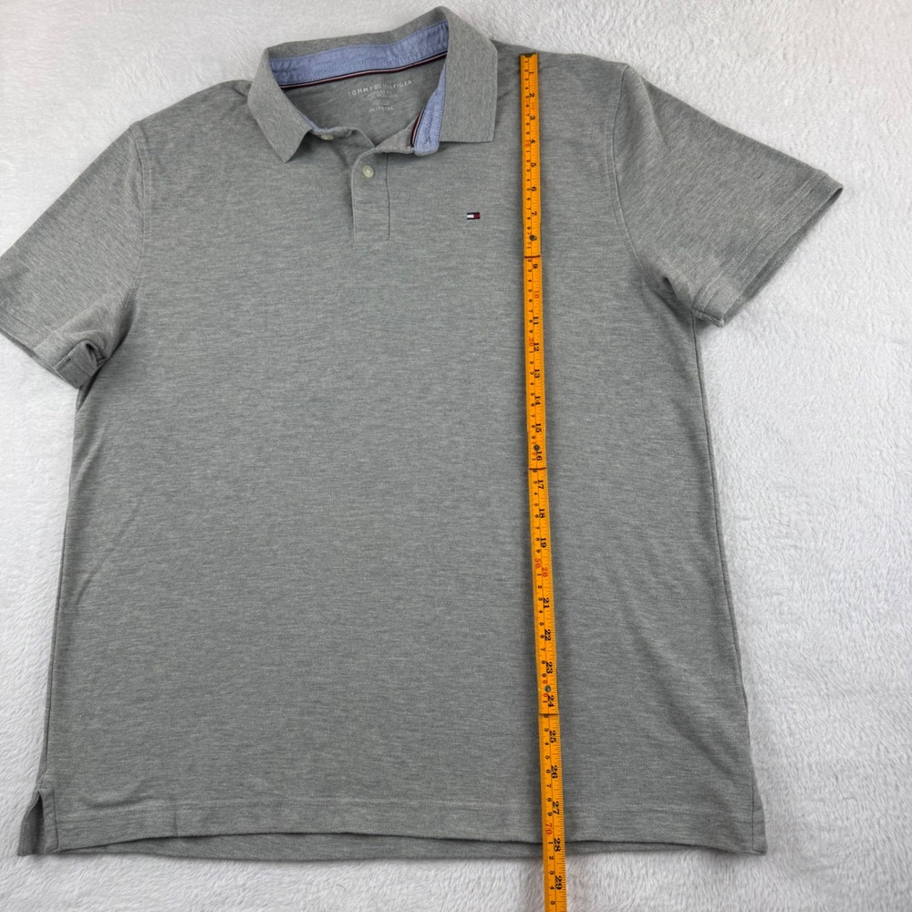 Tommy Hilfiger Polo Shirt Mens XL Gray Regular Fit Short Sleeve Pique Logo - Picture 5 of 12